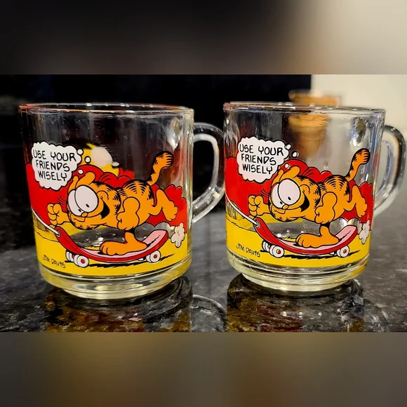 Vintage 1978 Garfield & Odie Collectors Glass Mugs - Set of 2 - Picture 14 of 14